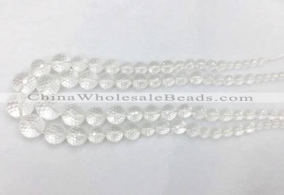 CCBS11 15 inches 6mm - 18mm faceted round white crystal beads wholesale