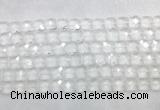 CCBS15 15 inches 12mm faceted square white crystal beads wholesale