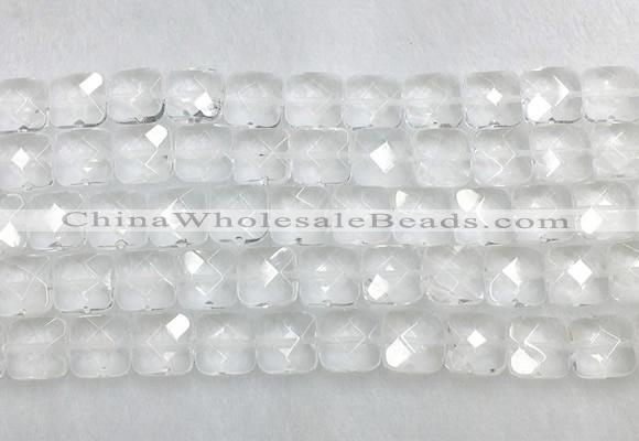 CCBS16 15 inches 14mm faceted square white crystal beads wholesale