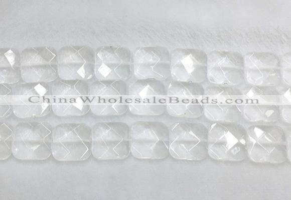 CCBS18 15 inches 18mm faceted square white crystal beads wholesale