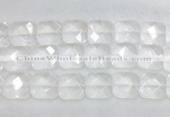 CCBS19 15 inches 20mm faceted square white crystal beads wholesale