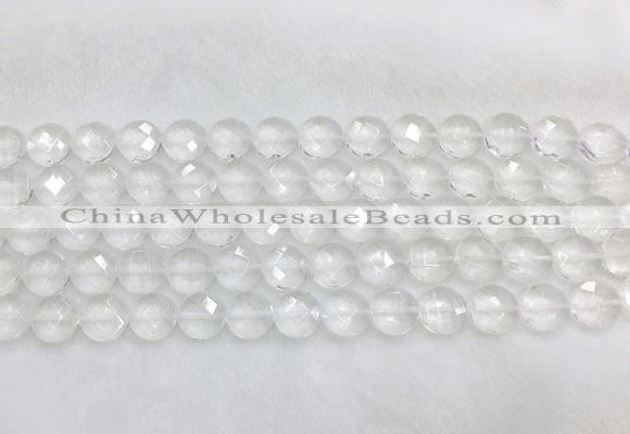 CCBS21 15 inches 12mm faceted coin white crystal beads wholesale