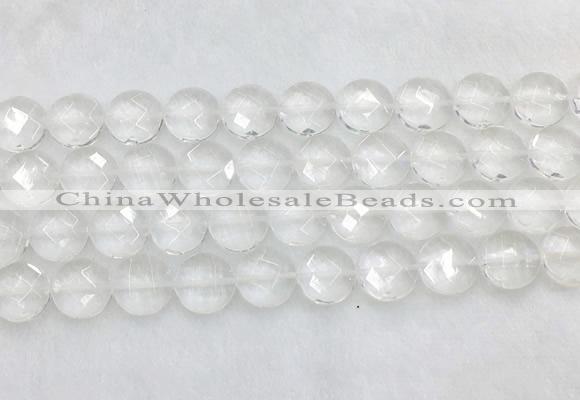 CCBS22 15 inches 14mm faceted coin white crystal beads wholesale