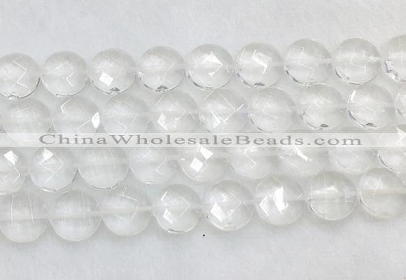 CCBS23 15 inches 16mm faceted coin white crystal beads wholesale