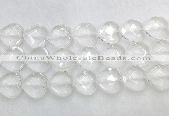 CCBS30 15 inches 18mm faceted heart white crystal beads wholesale