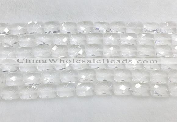 CCBS34 15 inches 10*14mm faceted rectangle white crystal beads wholesale