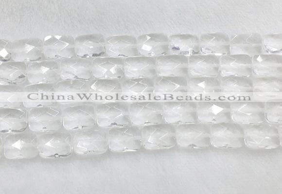 CCBS35 15 inches 12*16mm faceted rectangle white crystal beads wholesale