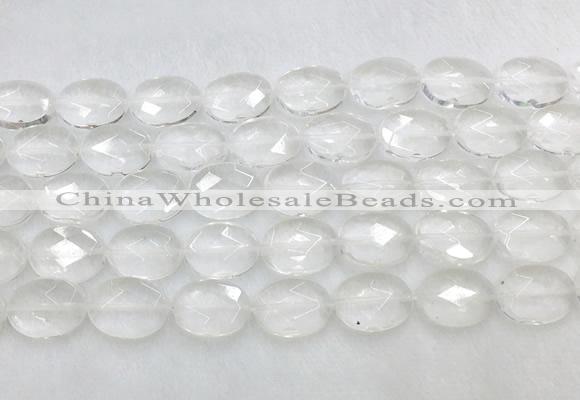 CCBS41 15 inches 12*16mm faceted oval white crystal beads wholesale
