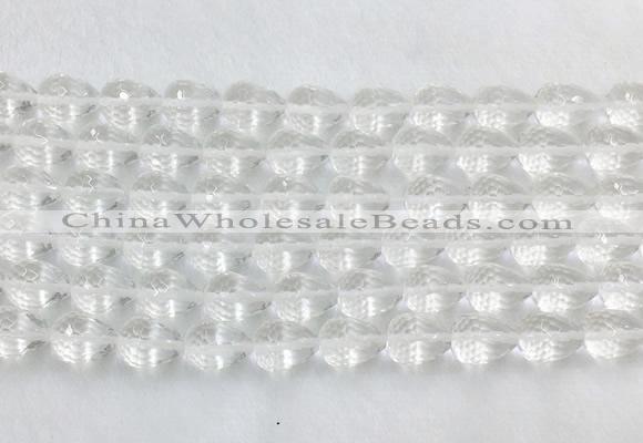 CCBS45 15 inches 8*12mm faceted teardrop white crystal beads wholesale