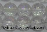 CCC412 15.5 inches 8mm faceted round AB-color white crystal beads