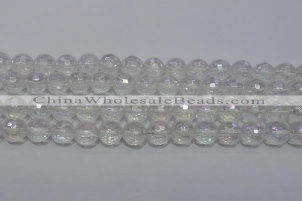 CCC412 15.5 inches 8mm faceted round AB-color white crystal beads