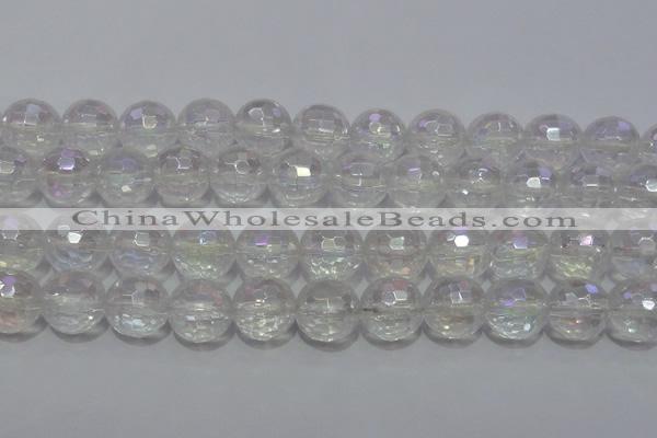 CCC415 15.5 inches 14mm faceted round AB-color white crystal beads