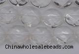 CCC502 15.5 inches 8mm faceted coin natural white crystal beads