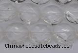 CCC503 15.5 inches 10mm faceted coin natural white crystal beads