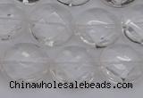 CCC505 15.5 inches 14mm faceted coin natural white crystal beads