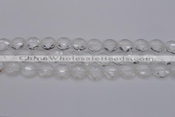 CCC506 15.5 inches 16mm faceted coin natural white crystal beads