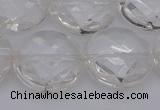 CCC510 15.5 inches 25mm faceted coin natural white crystal beads