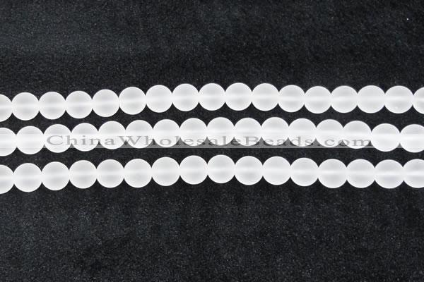 CCC604 15.5 inches 12mm round matte natural white crystal beads