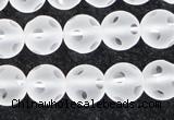 CCC608 15.5 inches 10mm faceted round matte natural white crystal beads