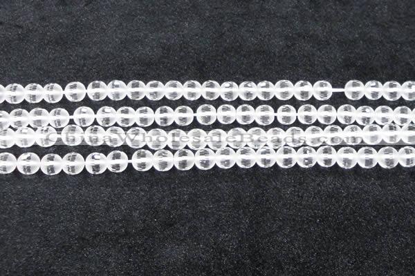 CCC612 15.5 inches 8mm faceted round matte natural white crystal beads