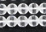 CCC613 15.5 inches 10mm faceted round matte natural white crystal beads