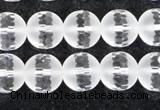 CCC614 15.5 inches 12mm faceted round matte natural white crystal beads