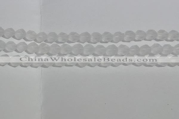 CCC627 15.5 inches 8mm faceted nuggets matte white crystal beads