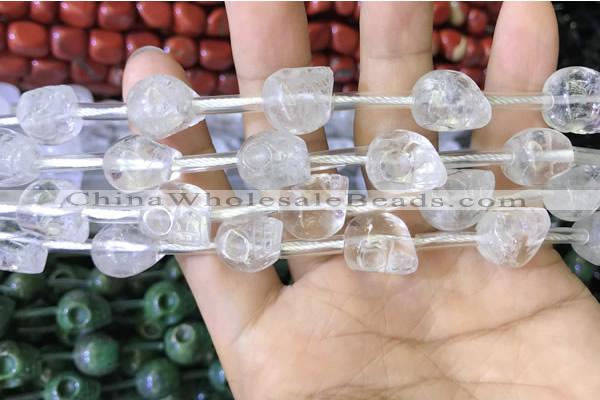 CCC631 15.5 inches 12*14*14mm skull white crystal gemstone beads