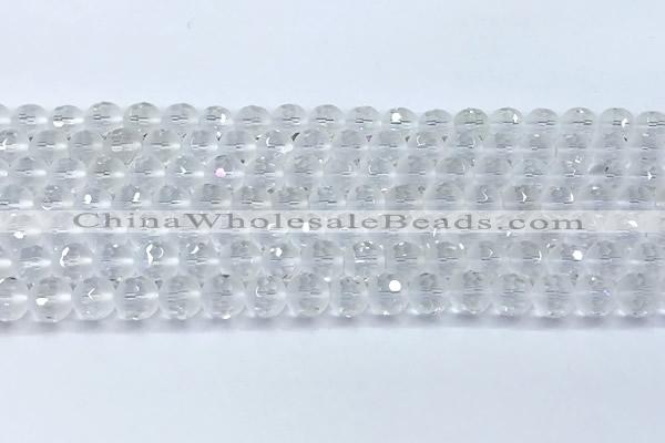 CCC640 15 inches 6mm faceted round white crystal beads