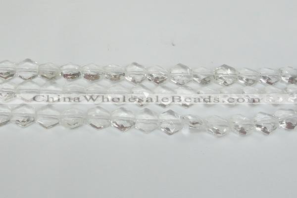 CCC750 15.5 inches 14*14mm faceted hexagon natural white crystal beads