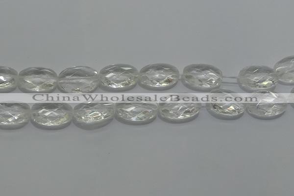 CCC805 15.5 inches 18*25mm faceted oval natural white crystal beads