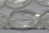 CCC812 22*30mm faceted flat teardrop natural white crystal beads