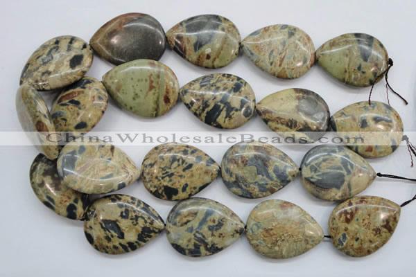 CCD09 15.5 inches 30*40mm flat teardrop cordierite beads wholesale