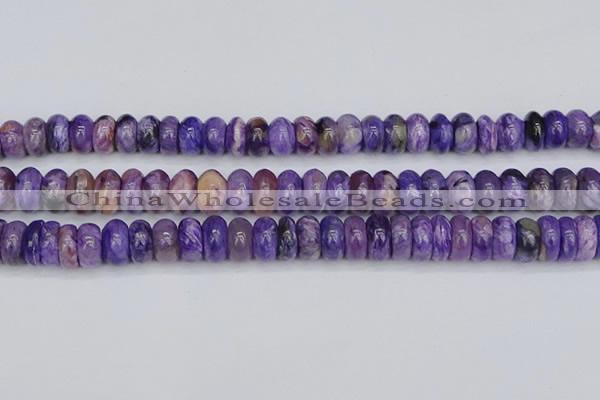 CCG118 15.5 inches 6*11mm rondelle charoite gemstone beads