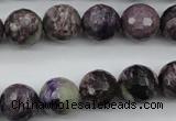 CCG54 15.5 inches 12mm faceted round natural charoite beads