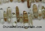 CCH340 15.5 inches 5*20mm gold sand quartz chips beads wholesale