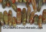 CCH342 15.5 inches 5*20mm New unakite chips gemstone beads wholesale