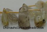 CCH403 15.5 inches 8*20mm - 10*25mm golden rutilated quartz chips beads