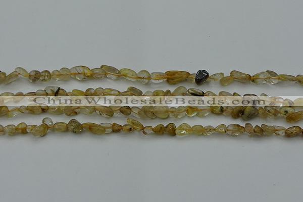 CCH673 15.5 inches 4*6mm - 5*8mm golden rutilated quartz chips beads