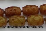 CCJ324 15.5 inches 12*16mm - 13*18mm carved drum China jade beads