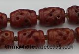 CCJ325 15.5 inches 12*16mm - 13*18mm carved drum China jade beads