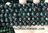CCJ345 15.5 inches 10mm faceted round dark green jade beads
