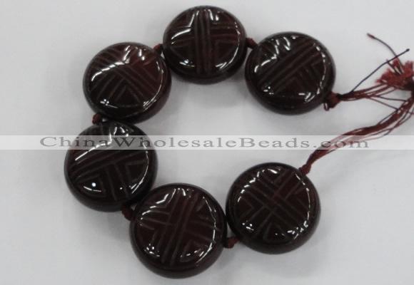 CCJ361 35mm carved coin China jade beads wholesale