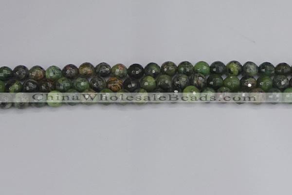 CCJ422 15.5 inches 8mm faceted round dendritic green jade beads