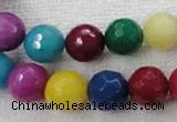 CCN1005 15.5 inches 12mm faceted round multi colored candy jade beads