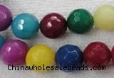 CCN1006 15.5 inches 14mm faceted round multi colored candy jade beads