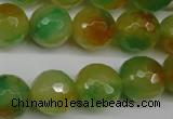 CCN1296 15.5 inches 14mm faceted round rainbow candy jade beads