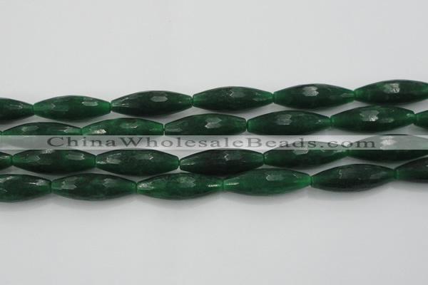 CCN1721 15.5 inches 10*30mm faceted rice candy jade beads