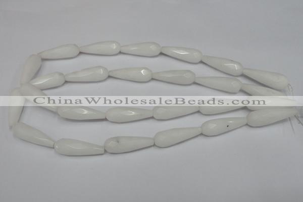 CCN197 15.5 inches 10*30mm faceted teardrop candy jade beads