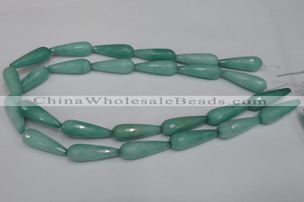 CCN199 15.5 inches 10*30mm faceted teardrop candy jade beads
